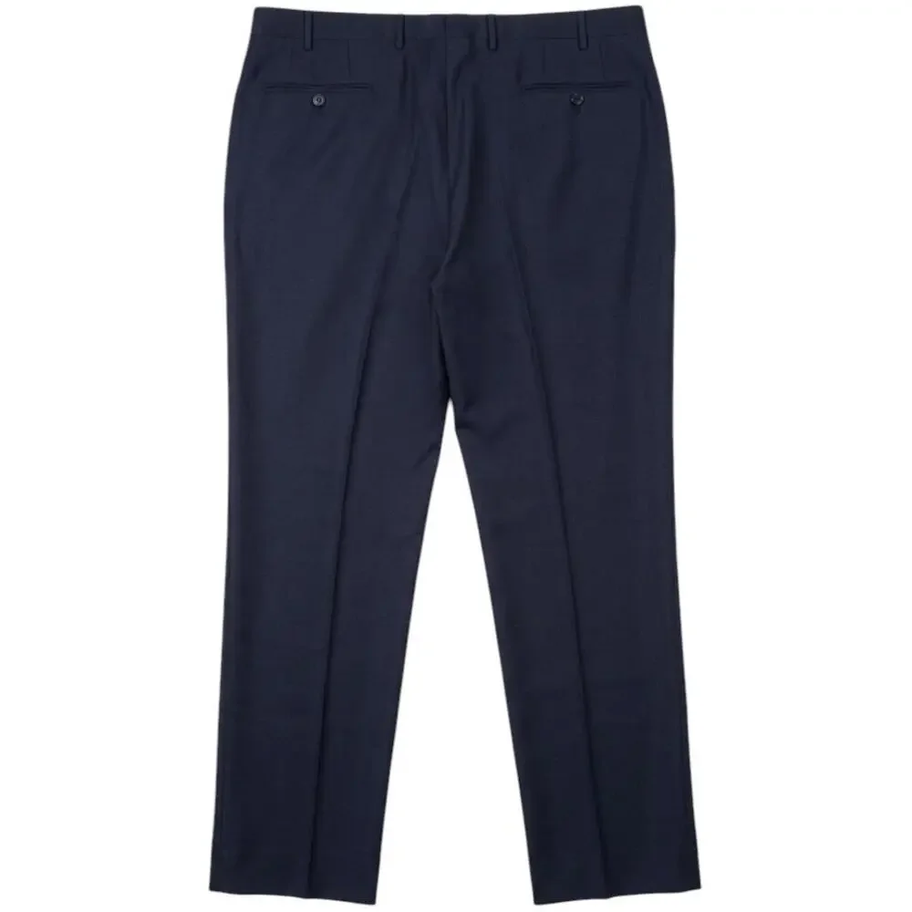 Canali Wool Suit Pants Men's 40 Navy Blue Plaid Classic Fit Dress Trousers Italy